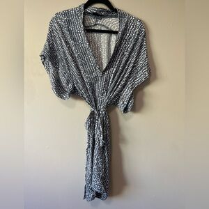 VICI Blue and white dress with tie belt. Small